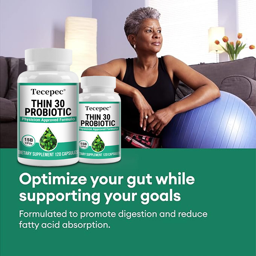 Thin 30 Probiotic 15 Billion CFUs Digestive Support, Boosts Metabolism 120 Caps