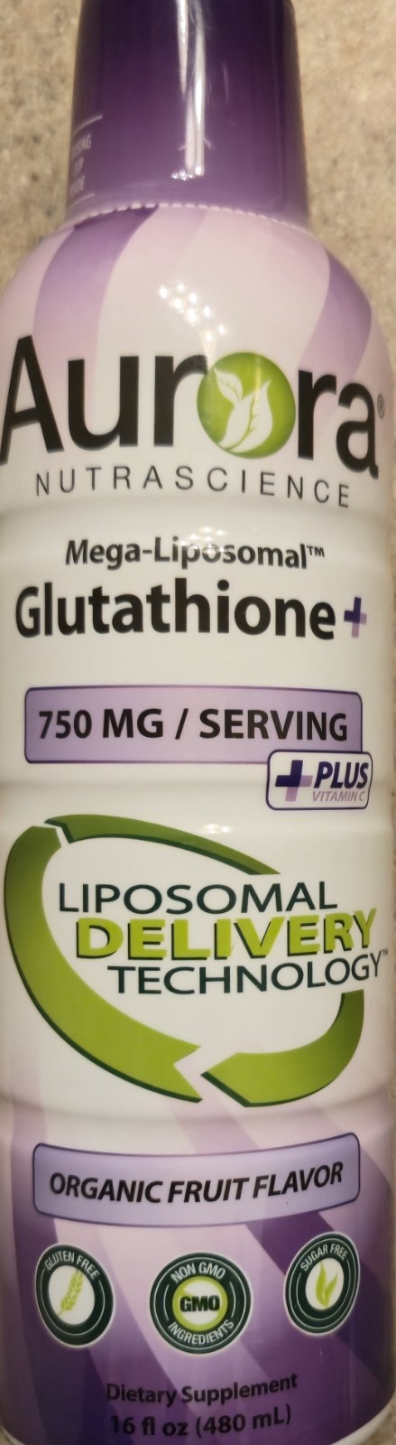 Aurora Mega-Liposomal GLUTATHIONE+ 16 fl oz (32 Ser) Organic Fruit BEST BY 09/26