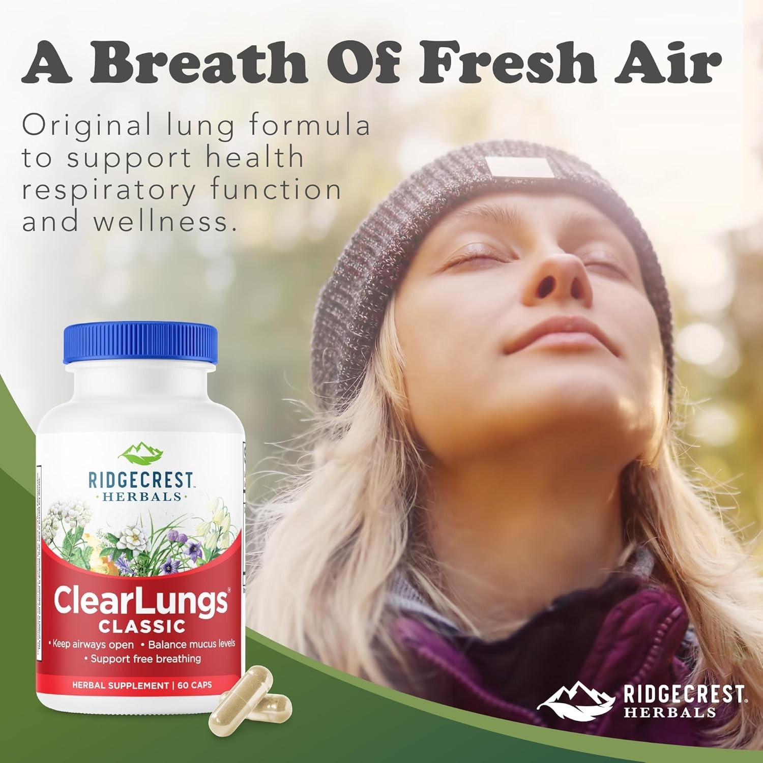 RidgeCrest Herbals ClearLungs Classic Natural Lung and Nasal Daily Health Sup…