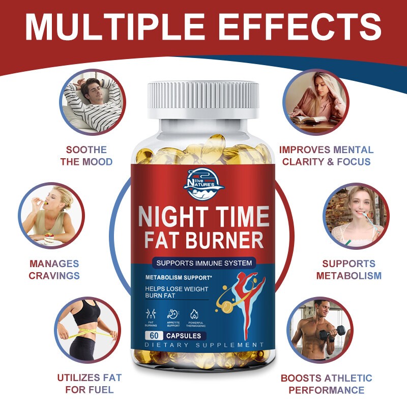 Night Time Fat Burner Weight Loss Capsules for Men & Women Appetite Suppressant