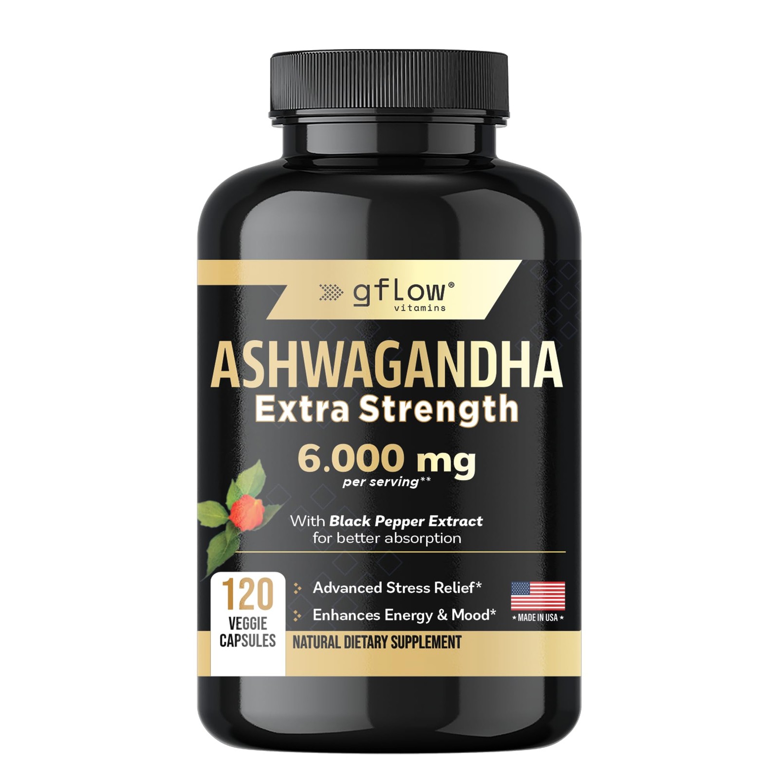 gflow vitamins Ashwagandha Supplements for Women and 120 Count (Pack of 1)