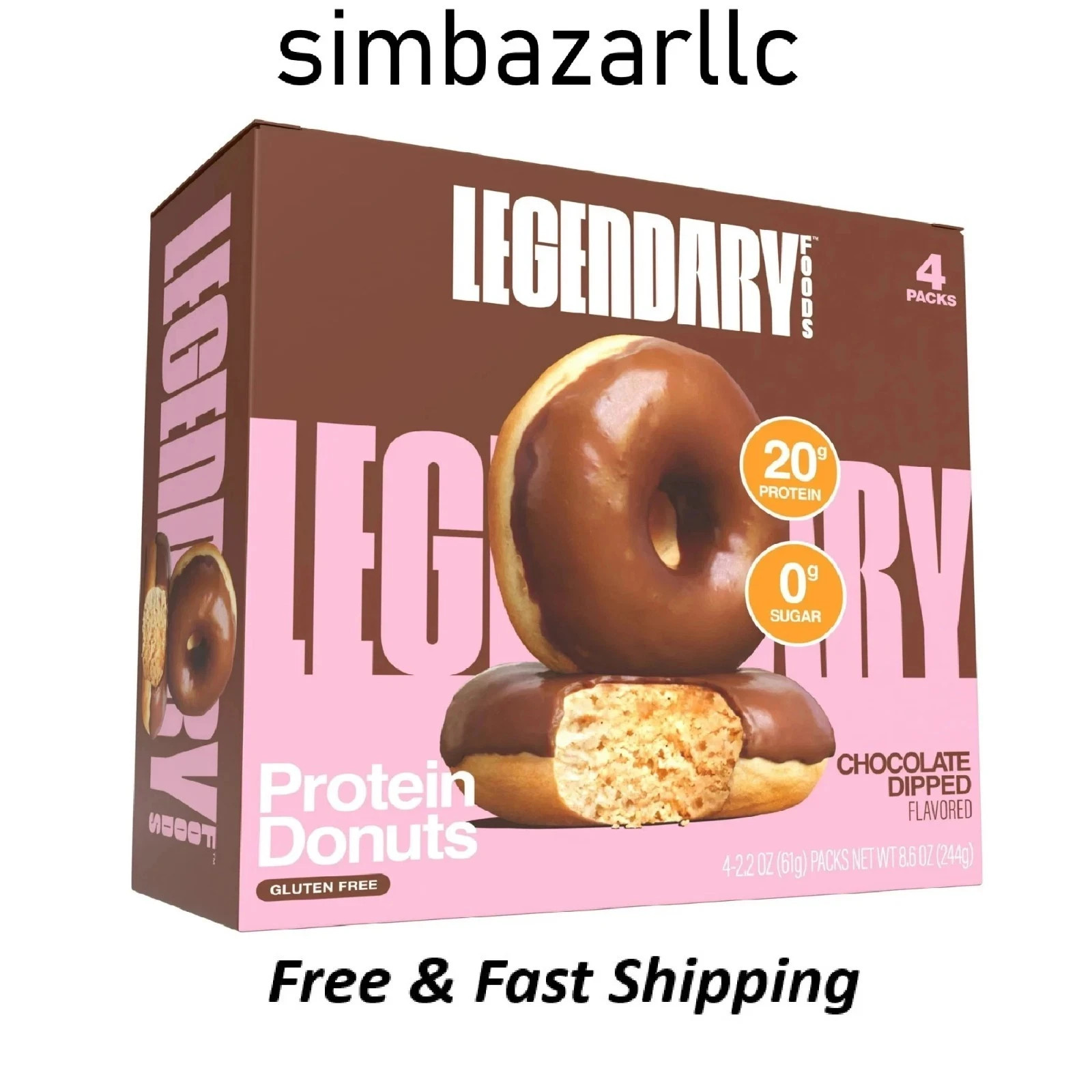 Legendary Foods Protein Donuts – Chocolate Dipped 4 Pack | Protein Snack | Glute