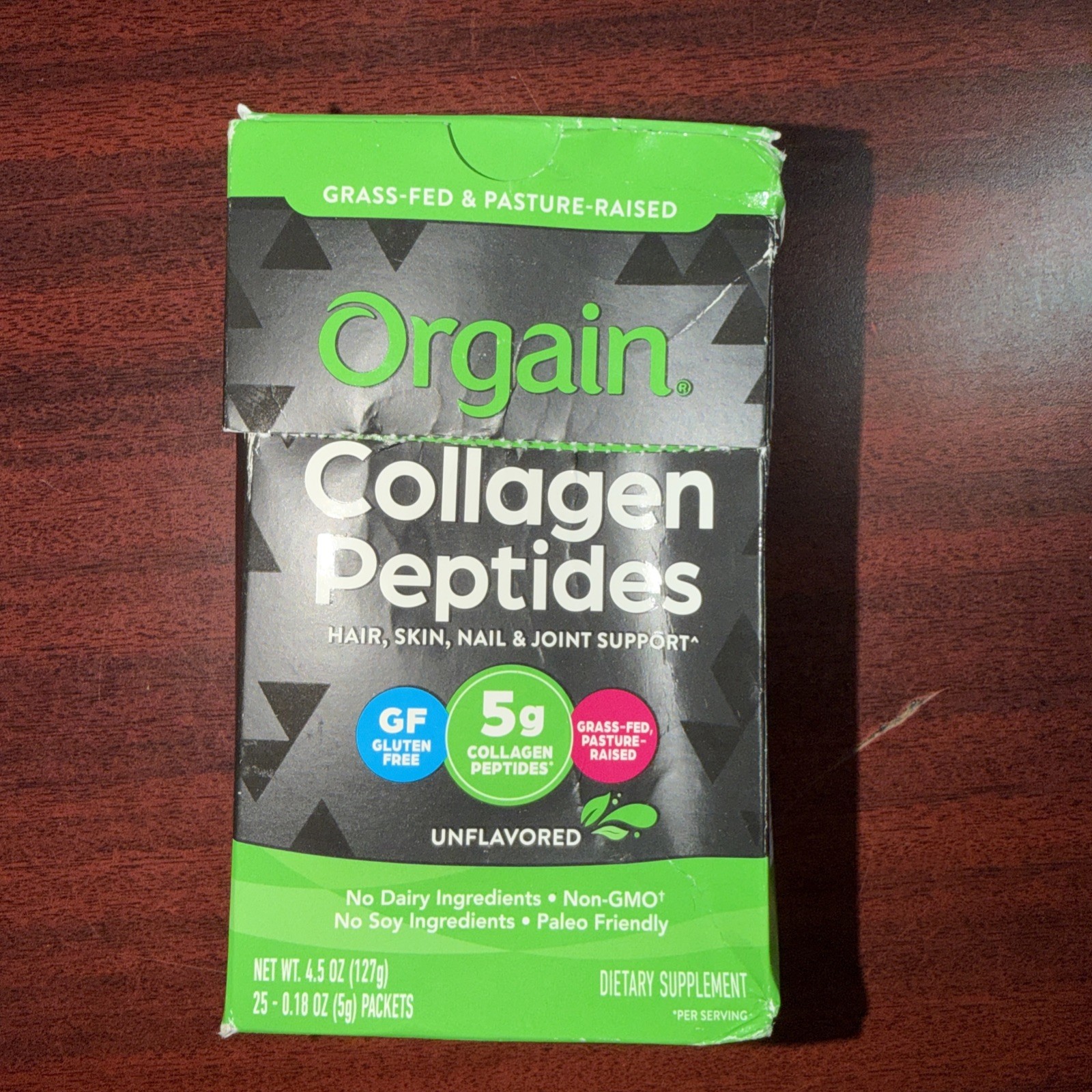 Orgain Hydrolyzed Collagen Peptides Travel Packets 25ct Unflavored Exp 07/28