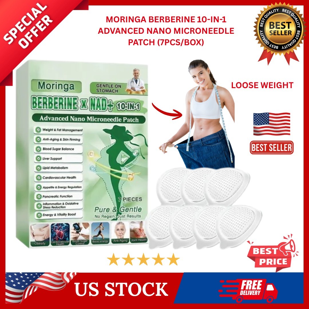Moringa Berberine 10-in-1 Advanced Nano Microneedle Patch (7pcs/box) New USA….