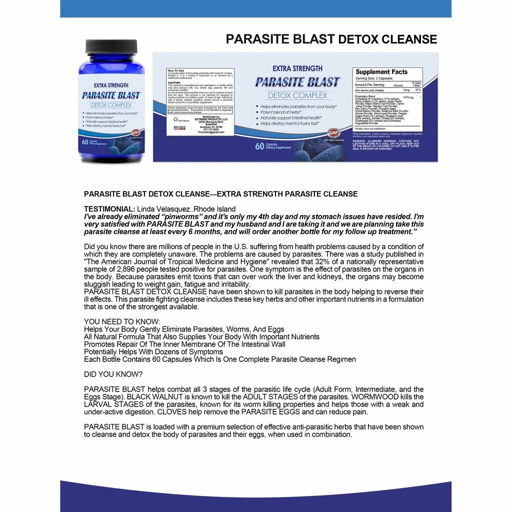 Candida Cleanse Gut Detox Immune Health & Parasite Blast Intestinal Supplements