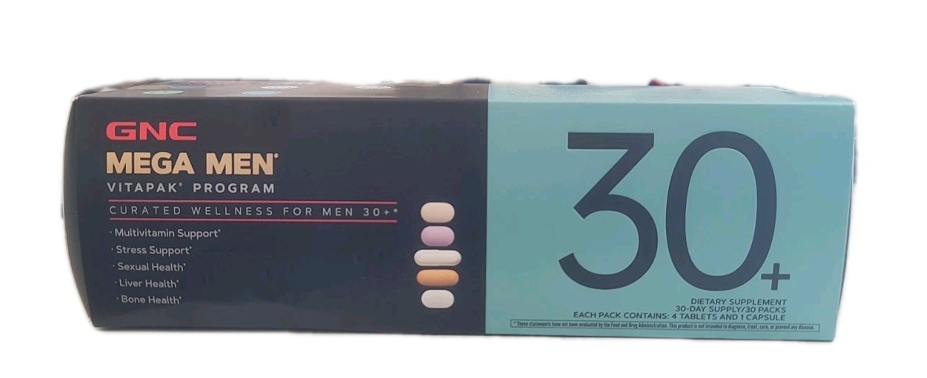 GNC Mega Men Vitapak Program 30+Multivitamin Stress Support for Men Exp 2/2027