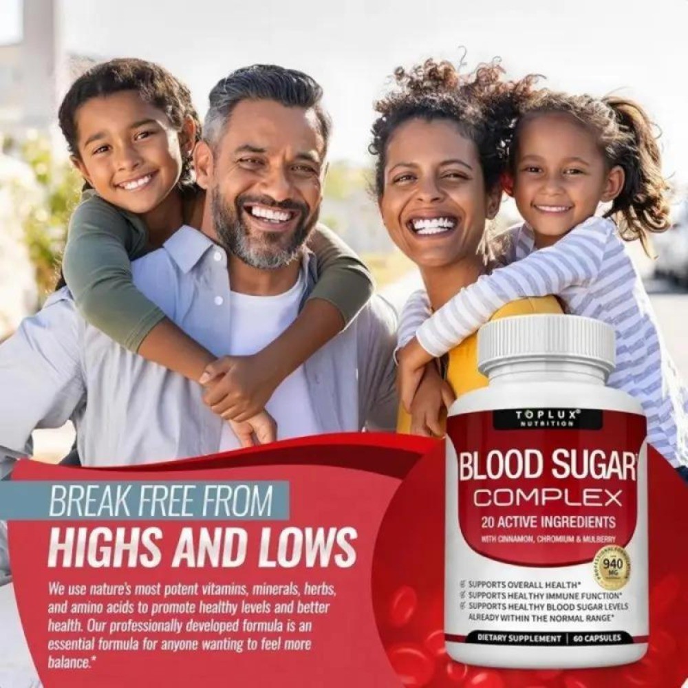 TOPLUX Blood Sugar Complex 2-Pack Cinnamon Chromium Mulberry 120 Capsule