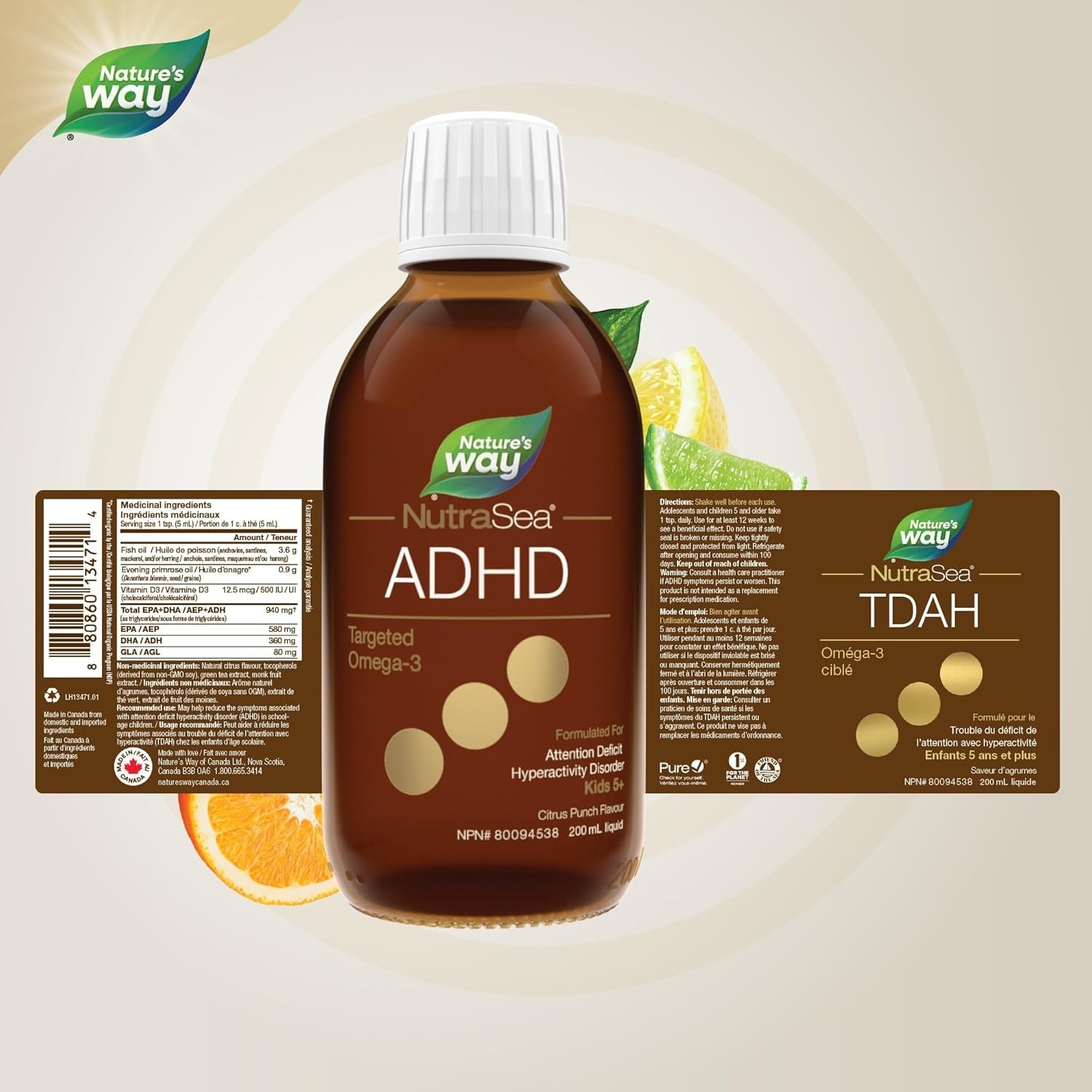 Nature’s Way ADHD Targeted Omega 3 940mg EPA DHA Vitamin D3 Healthy 200ml NEW