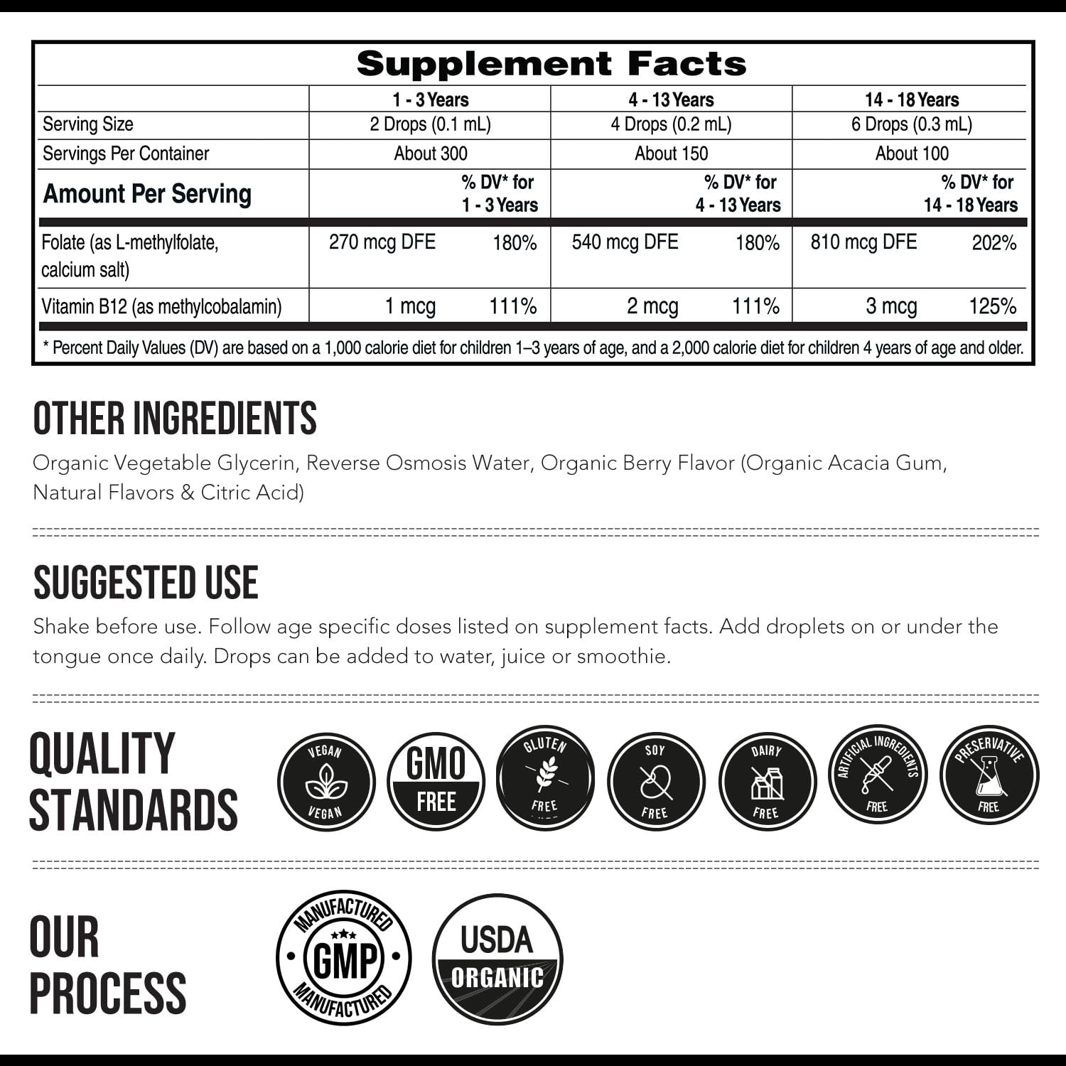 Organic L-Methylfolate & Methyl B12 – Sublingual Folate Supplement for Kids – Mo