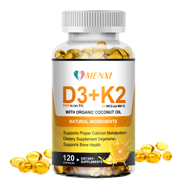 Vitamin D3 with K2 D3 5000IU and K2 200mcg High Strength 1-4* 120 Vegan Capsules