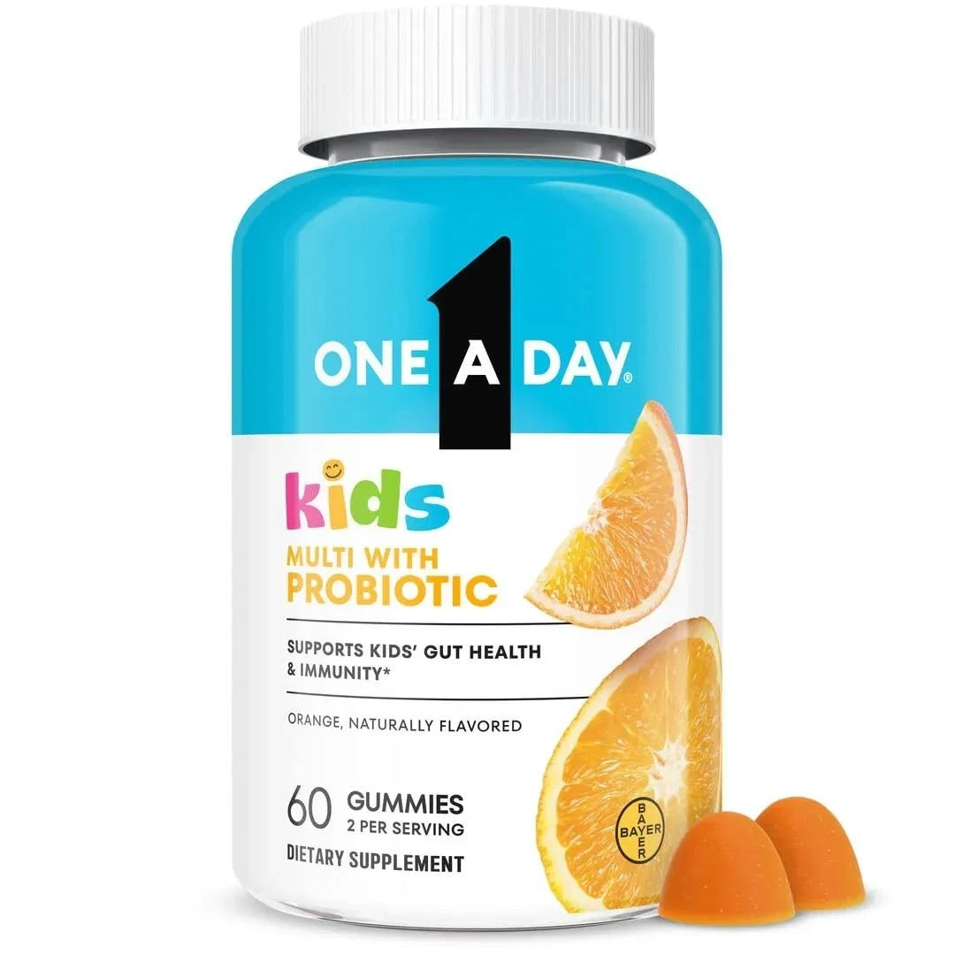 One A Day Kids Multivitamin with Probiotic, 60 Count (Pack of 1) Expires 05/2027