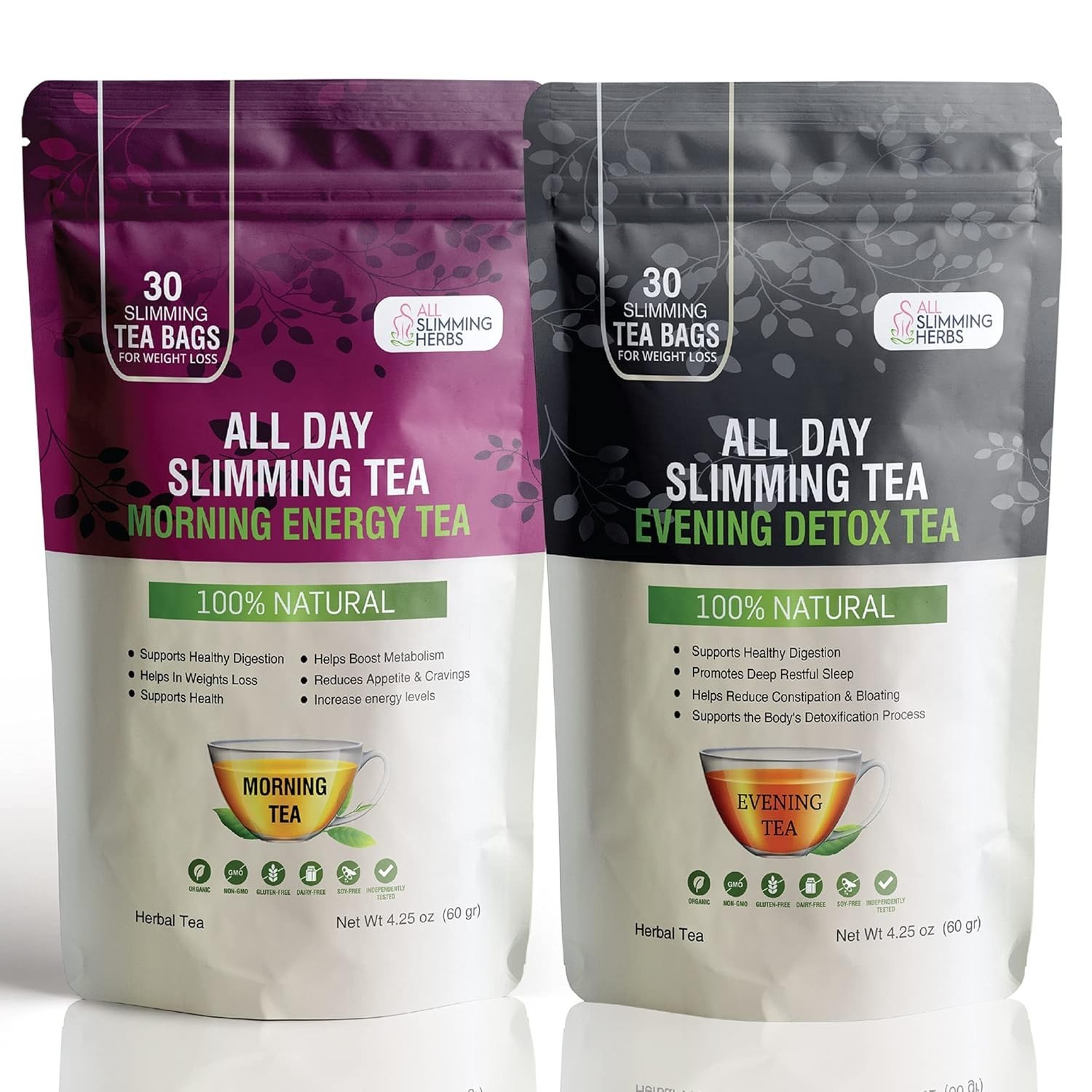 All Day Slimming Tea For Weight Loss – All Natural 30 Days Detox Tea That Fla…