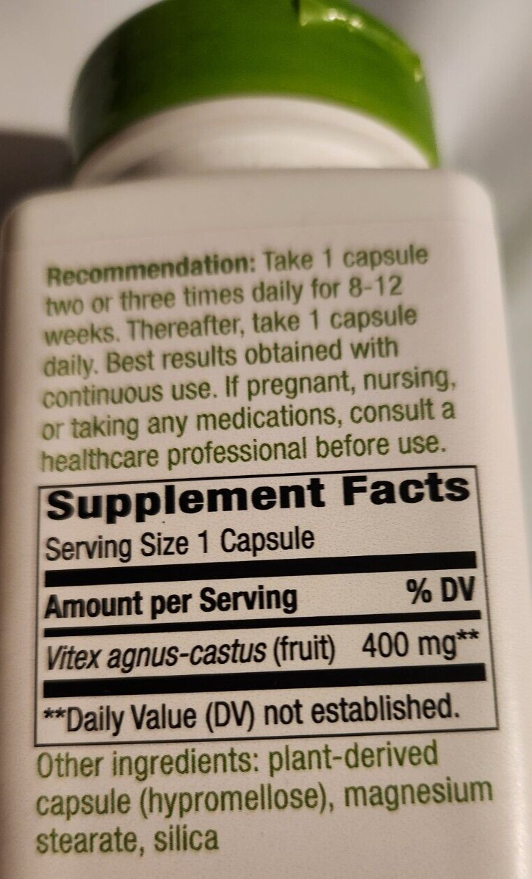 Nature’s Way Vitex Fruit 400mg 100 Caps Traditional Support of Female Cycle