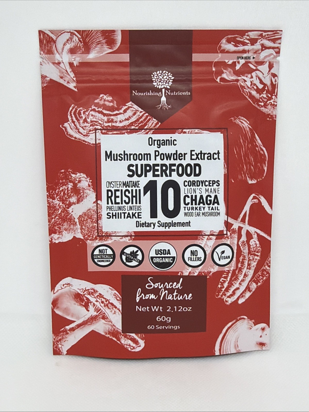 Organic 10 Mushroom Supplement Powder, Focus & Immune Support