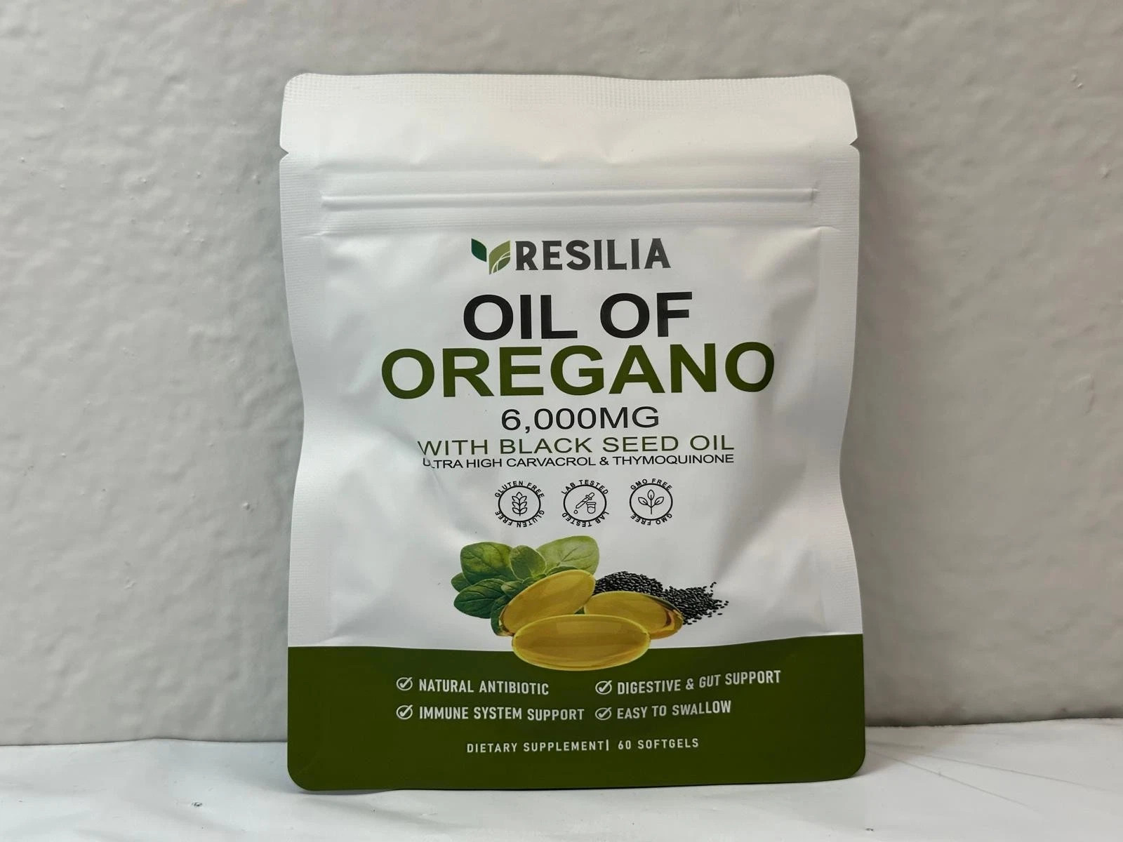 Resilia Oil of Oregano 6000mg with Black Seed Oil Softgels – 60 Capsules 1xPk