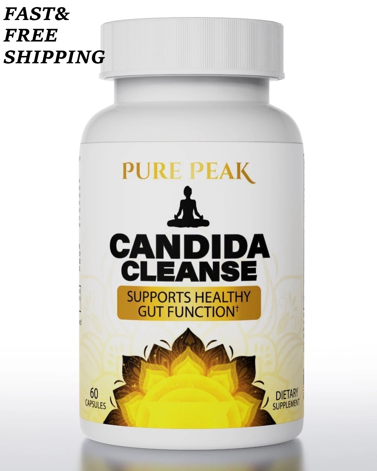 NEW Pure Peak Candida Cleanse-Boost Gut&Colon Health-60 Caps – for Men&Women