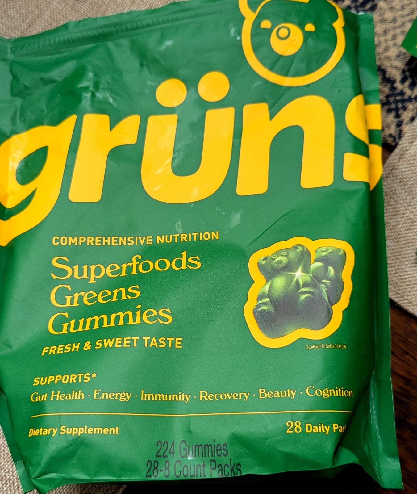 Gruns Superfoods Greens Gummies 19 Daily Packs NEW EXP 05/2027