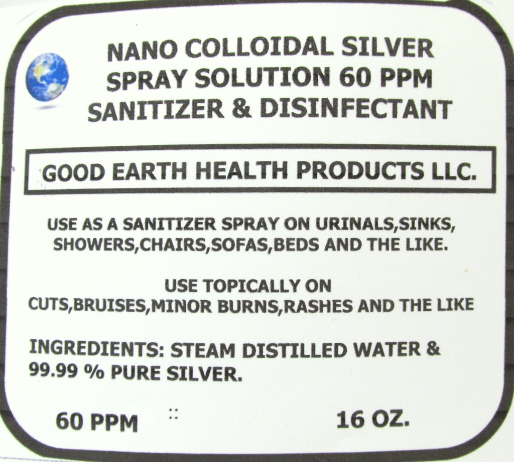 COLLOIDAL SILVER SOLUTION 60 PPM (2 16 OZ BOTTLES & 2 FINE MIST SPRAYERS