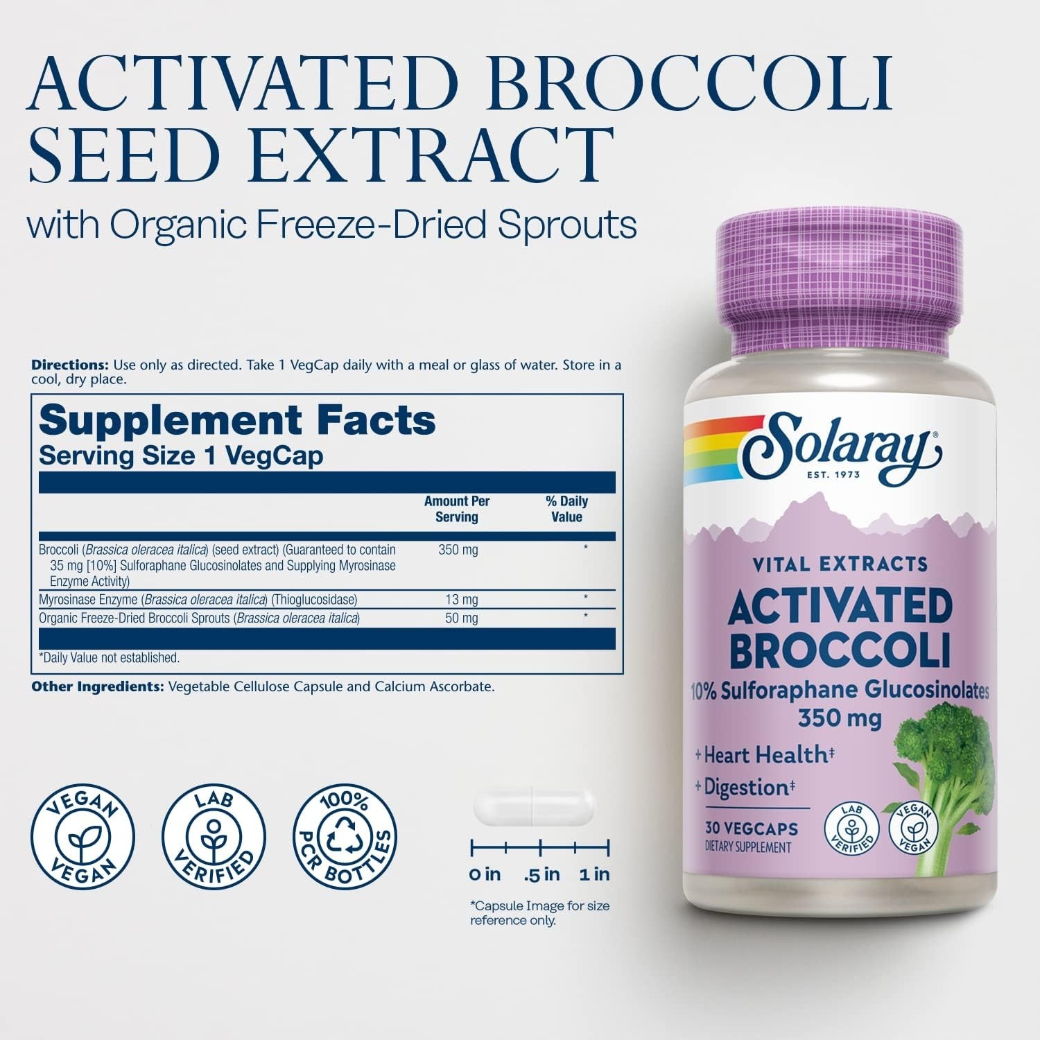 Solaray Activated Broccoli 30 Vcaps Each (Pack of 4)