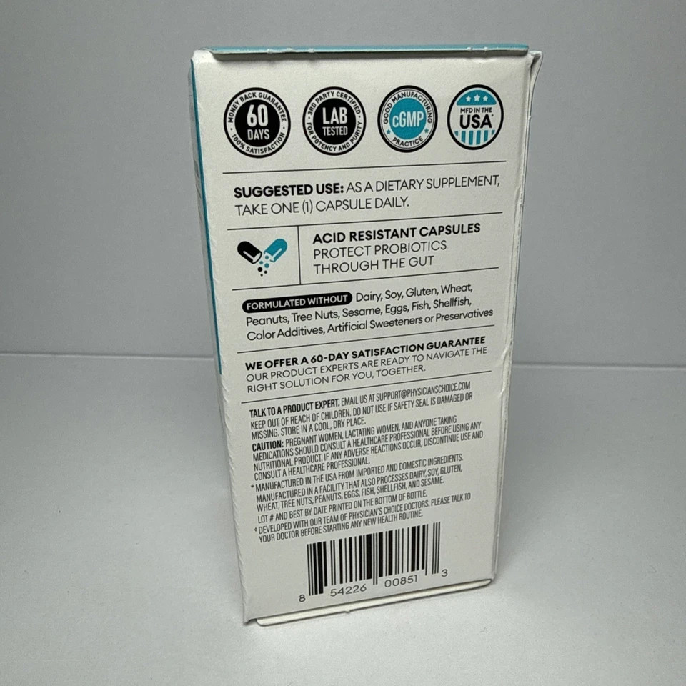 Physician’s Choice 60 Billion Probiotic 30 veg capsules Exp 2027+