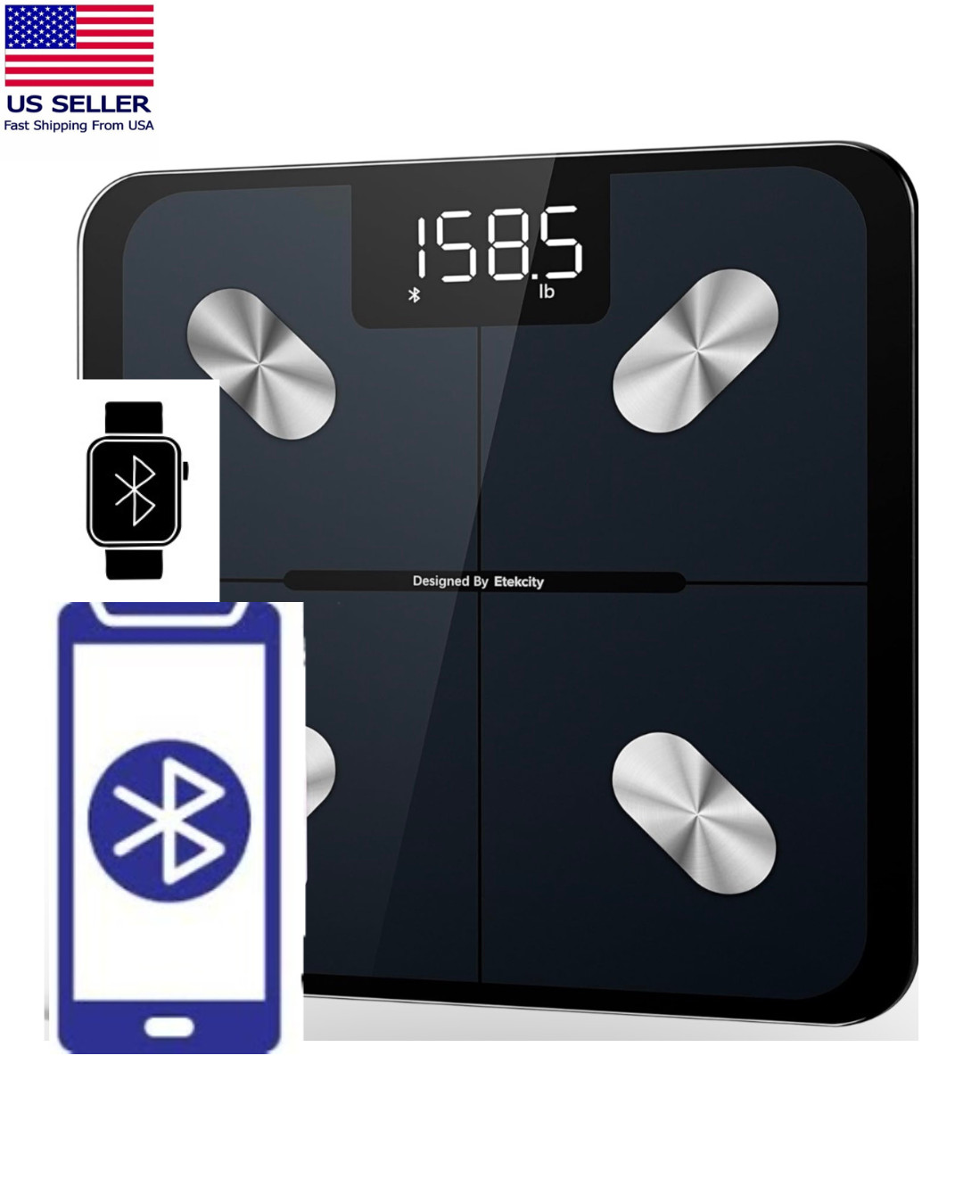 Etekcity Bluetooth Smart Fitness Scale – Wi-Fi , VeSync App, Heart-Rate