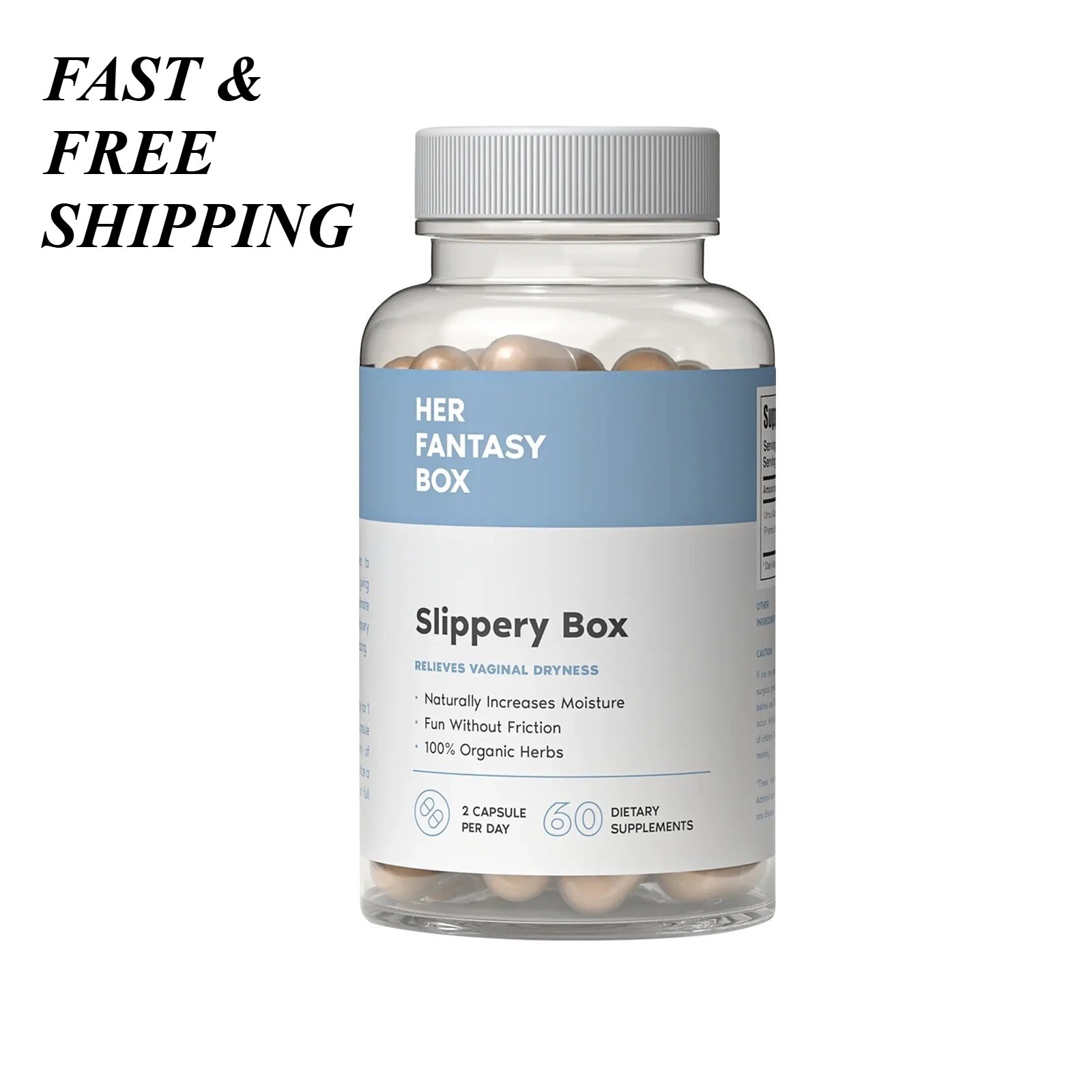 2 BOTTLES-LUXRY Her Fantasy Box Slippery Box – Slippery Elm Bark Vaginal 60PCS