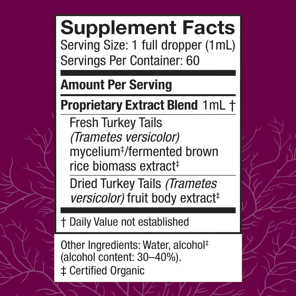 Host Defense Fungi Perfecti Turkey Tail Mushroom Extract 2 Fl Ounces EXP 02/28
