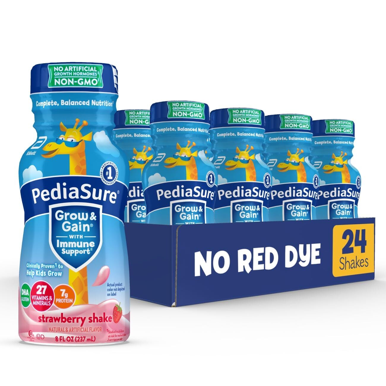 PediaSure Grow & Gain With Immune Support, 7g Protein, Strawberry, 8-fl-oz