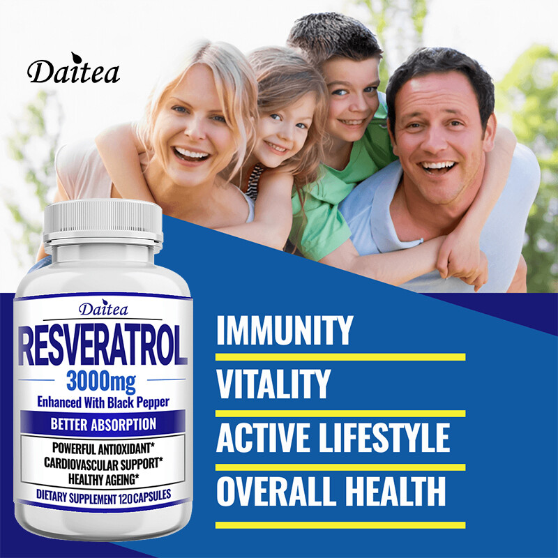 Resveratrol 3000 Mg – Powerful Antioxidant, Vibrant & Young Skin, Non-GMO
