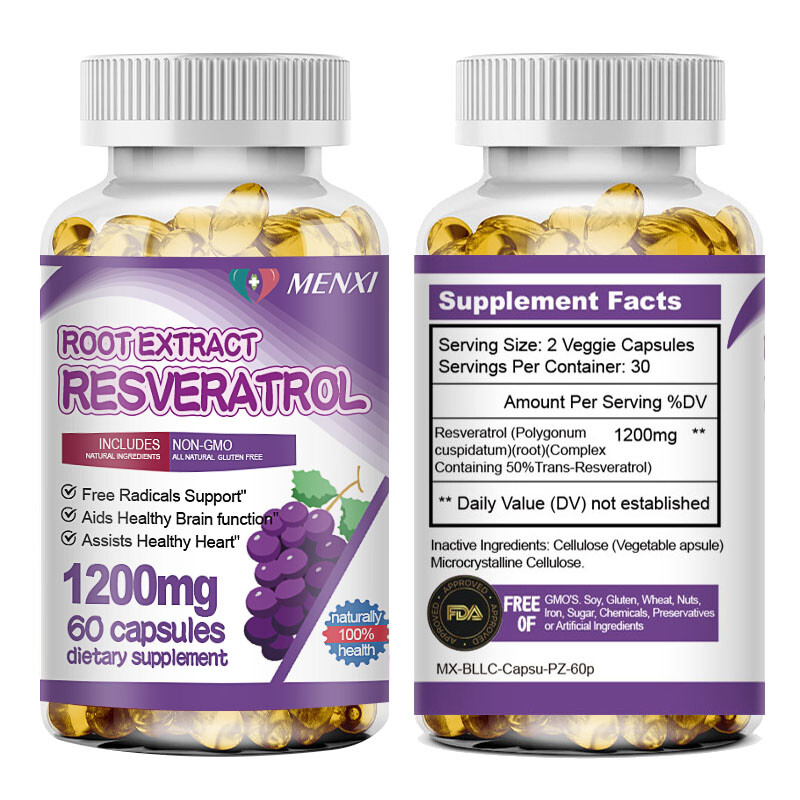 Berberine HCL Extract Resveratrol 1200mg, Healthy Cholesterol,Anti-aging Support