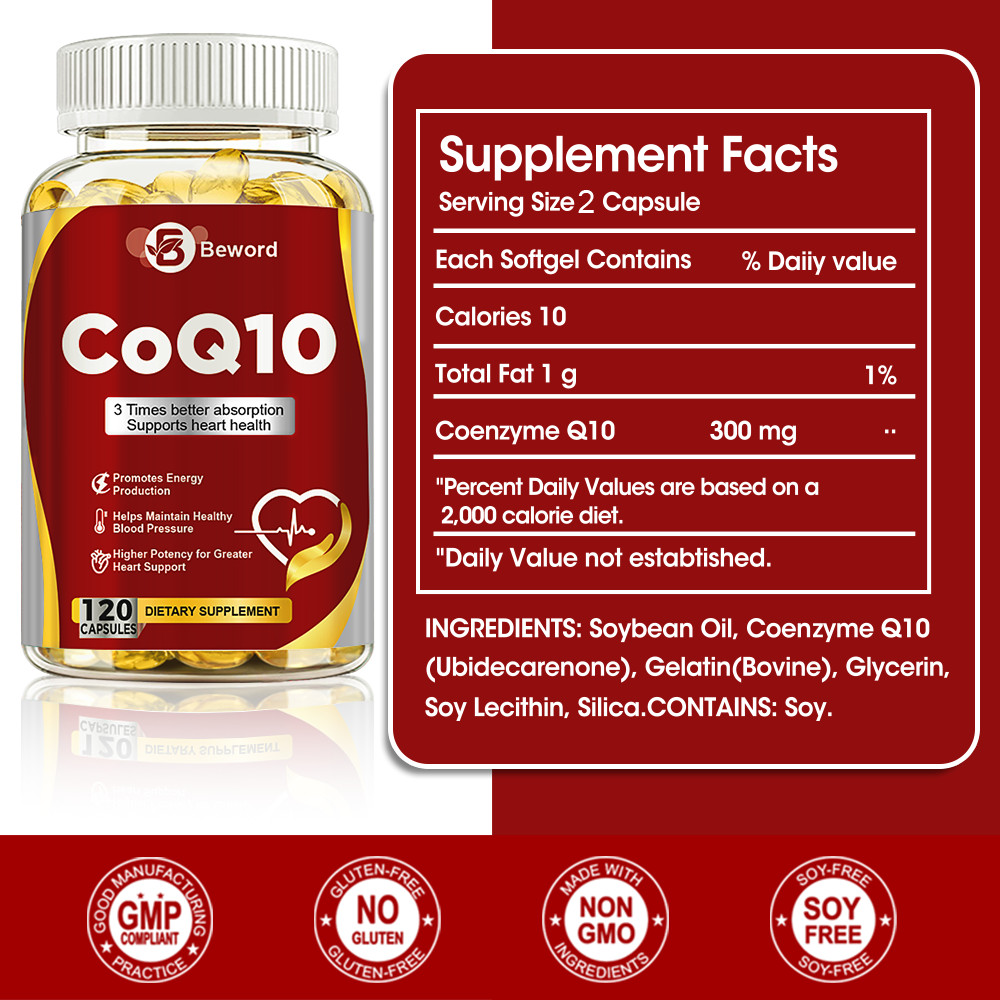 CoQ10 Coenzyme Q10 300mg 120 Capsules Heart Support NON GMO-