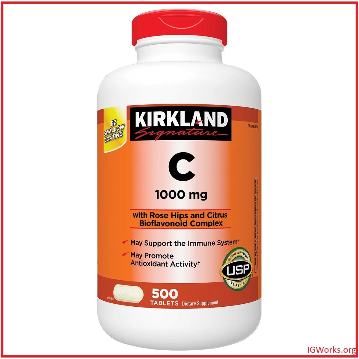Kirkland Signature Vitamin C 1000mg with Rose Hips, 500 Tablets – Free Shipping!
