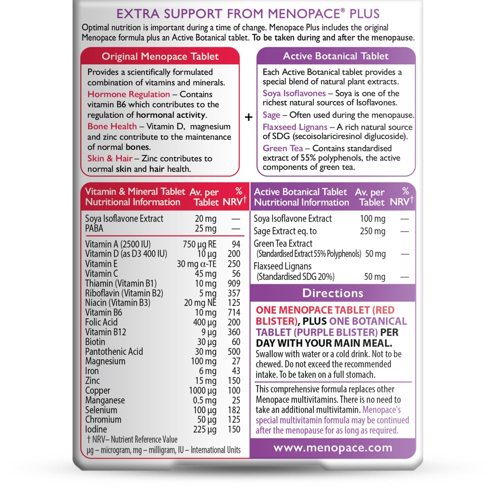 Menopace Plus Active Botanical 56 Tablets – Supports Menopause Relief & Wellness