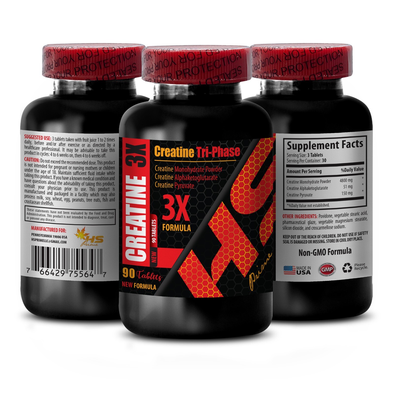 Natural Booster – CREATINE 3X – Precision Muscle Fuel – 2Bot 180Tabs