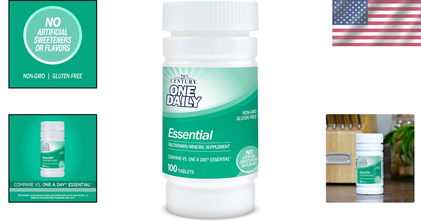 Essential Daily Health Multivitamin Tablets – 100 Count, No Artificial Additives