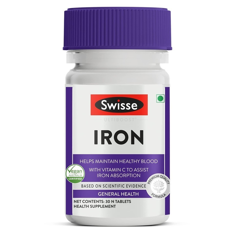Swisse Iron Supplement with Vitamin C & Vitamin B12 For Both Men-Women 30Tab