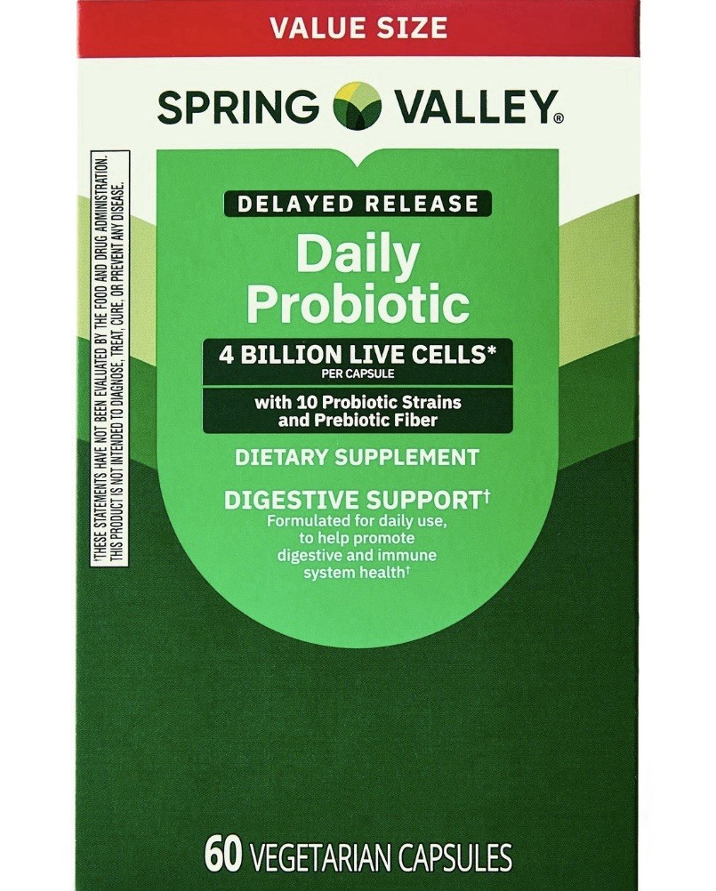 Spring Valley Daily Probiotic Delayed Release Capsules for Digestive Health 4bln