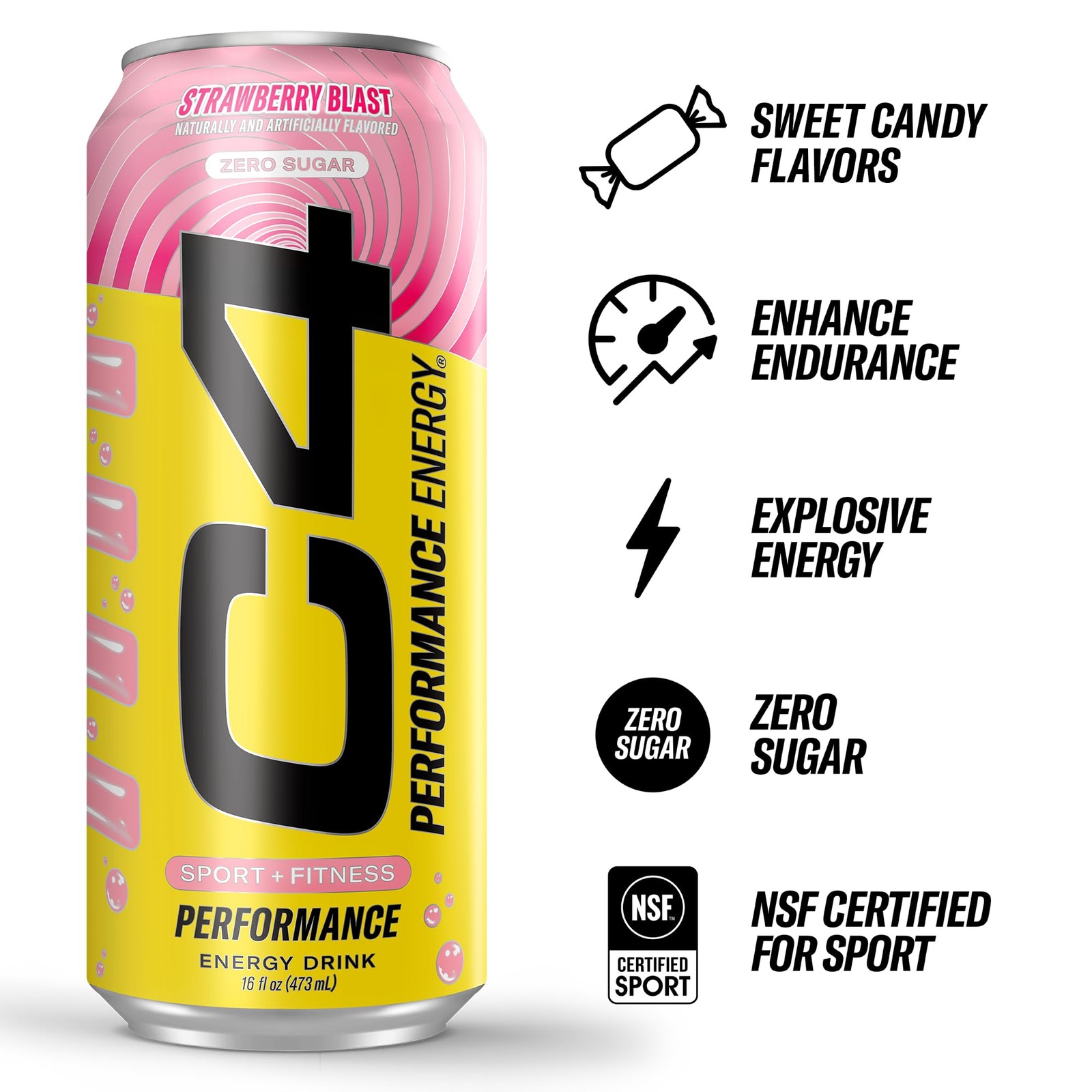 Cellucor C4 Performance Energy Drink Strawberry Blast Zero Sugar 12 Pack