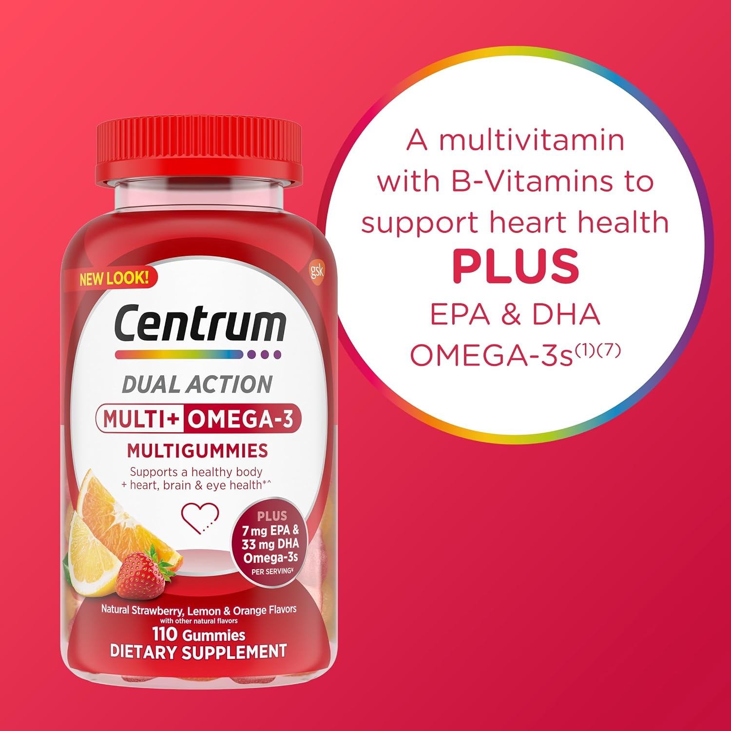 Centrum MultiGummies Adult Multivitamin Omega 3 Gummy Vitamins Supplements