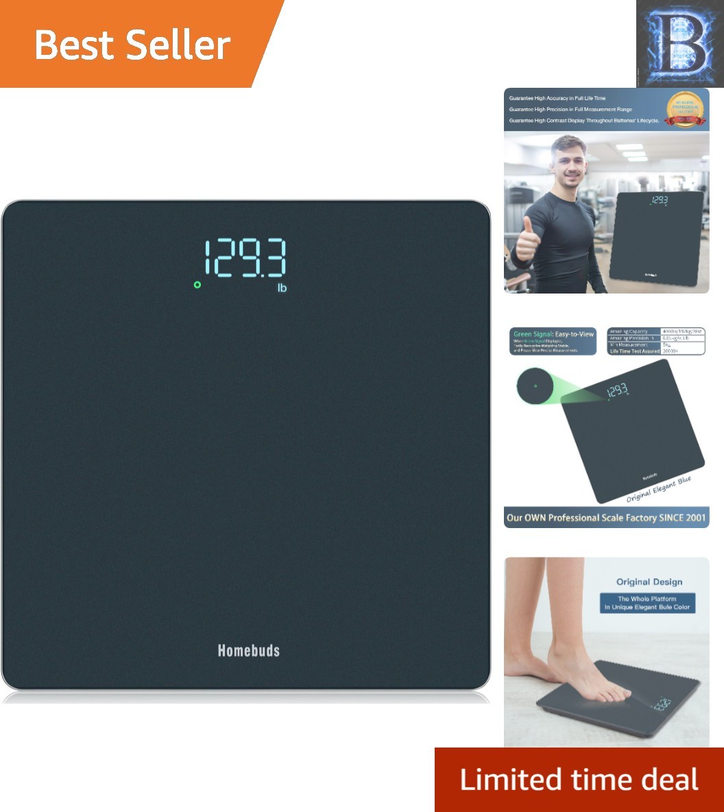 Precision 0.1lb Bathroom Scale with Auto Shut Off – 400lb Capacity, Blue Design