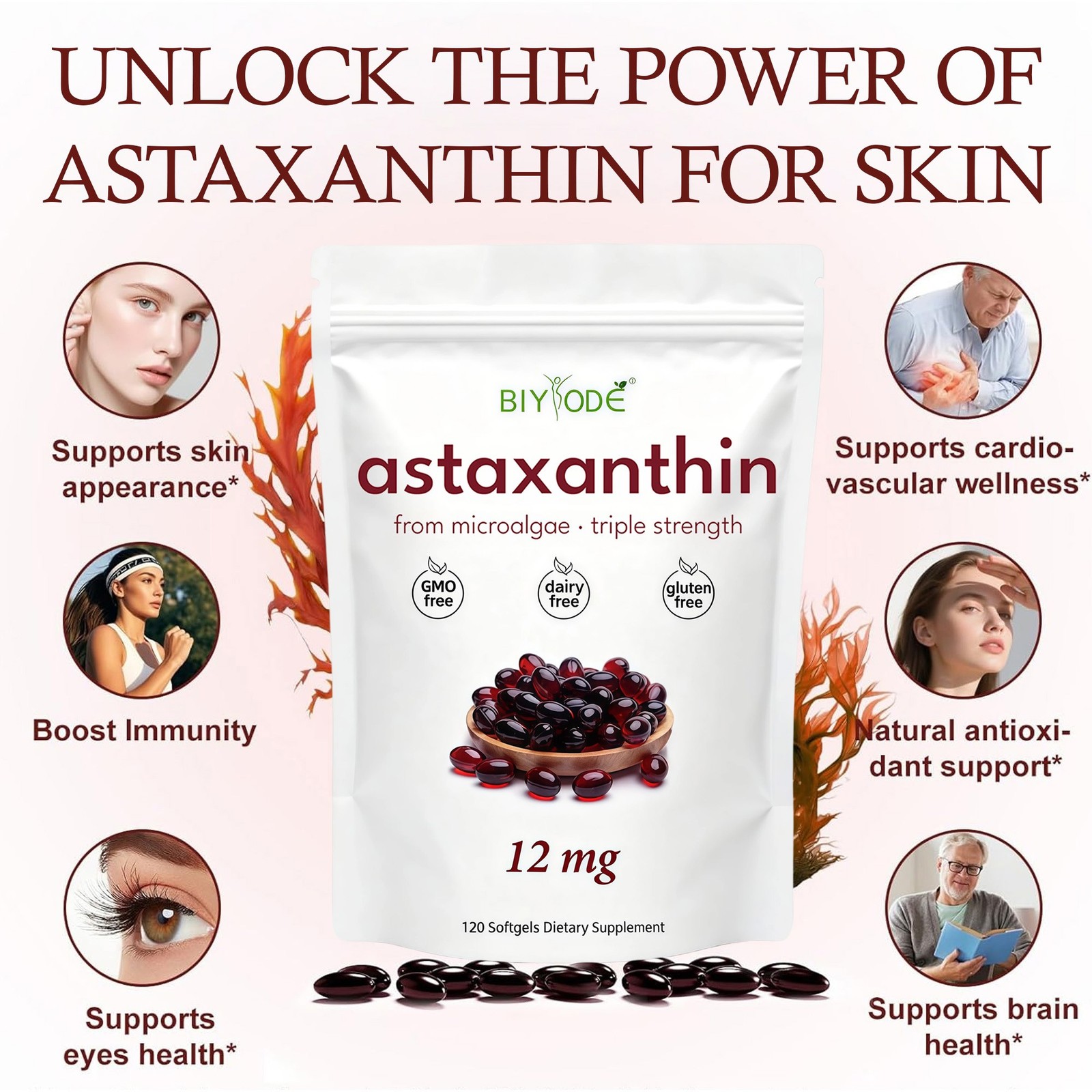 Softgels 120 Astaxanthin 12mg – Supports Eye Health and Joint Health US