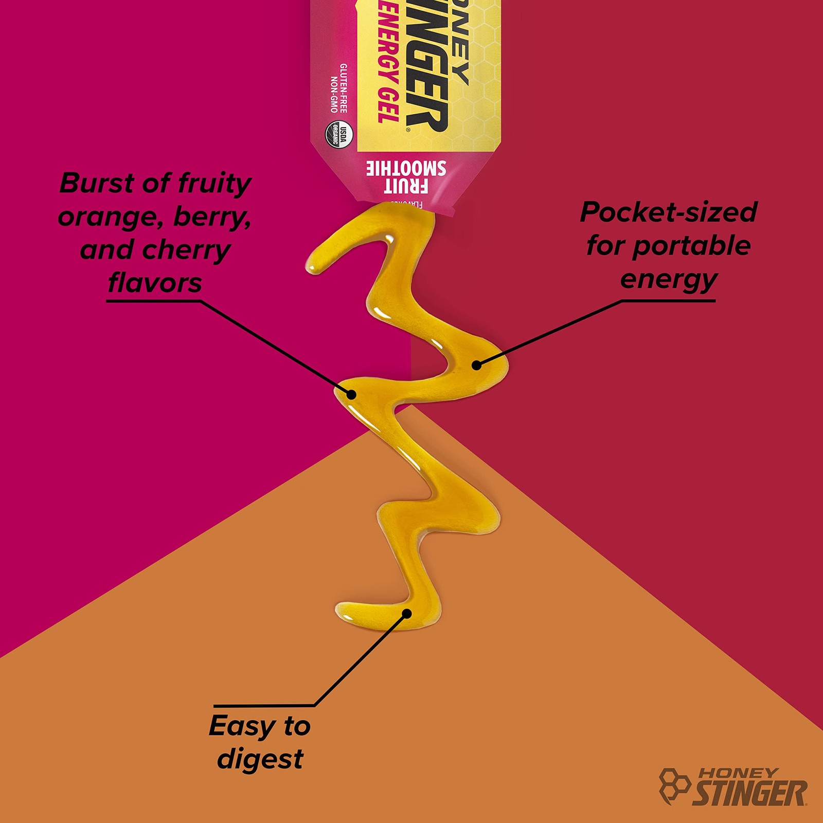 Honey Stinger Fruit Smoothie Energy Gels 12 Pack Organic Fuel for Endurance