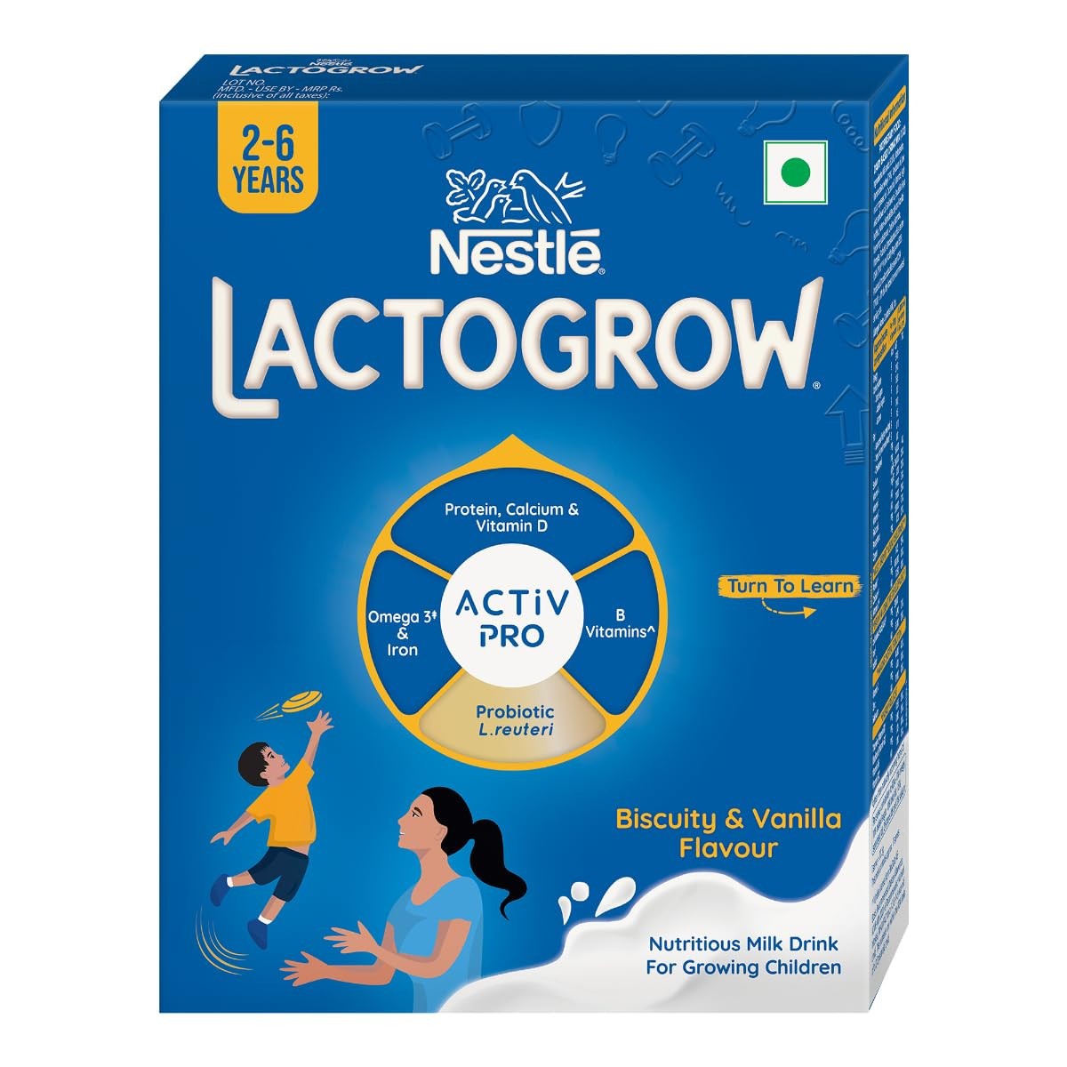 Nestle LACTOGROW Nutritious Milk Drink Powder, Biscuity Vanilla Flavour 04/27 fs