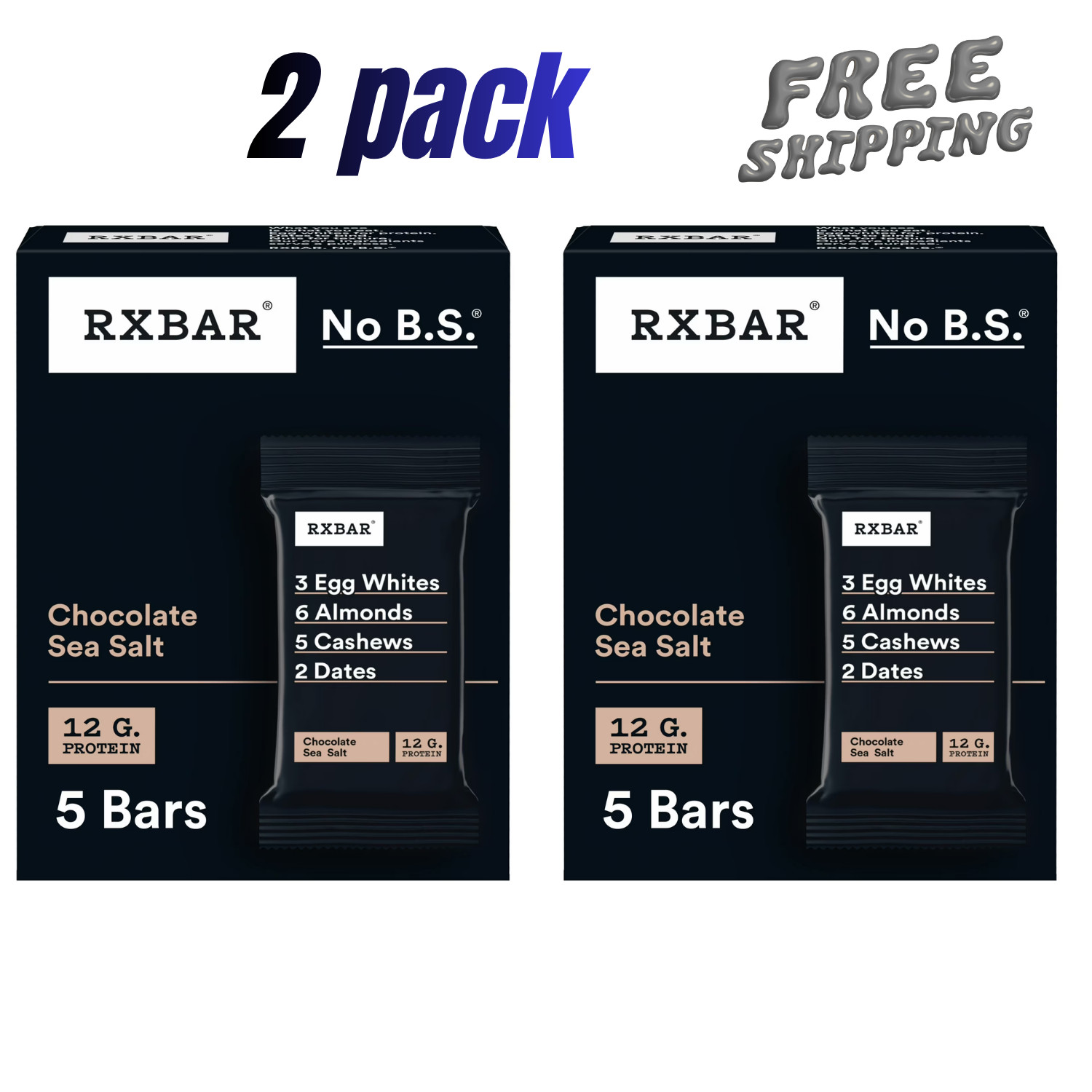 RXBAR Chocolate Sea Salt Chewy Protein Bars Gluten-Free Ready-to-Eat 10 Count