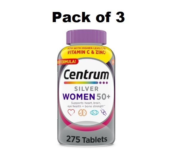 Pack of 3 Centrum Silver Womens 50+ 275 Tablets Multivitamin Supplement