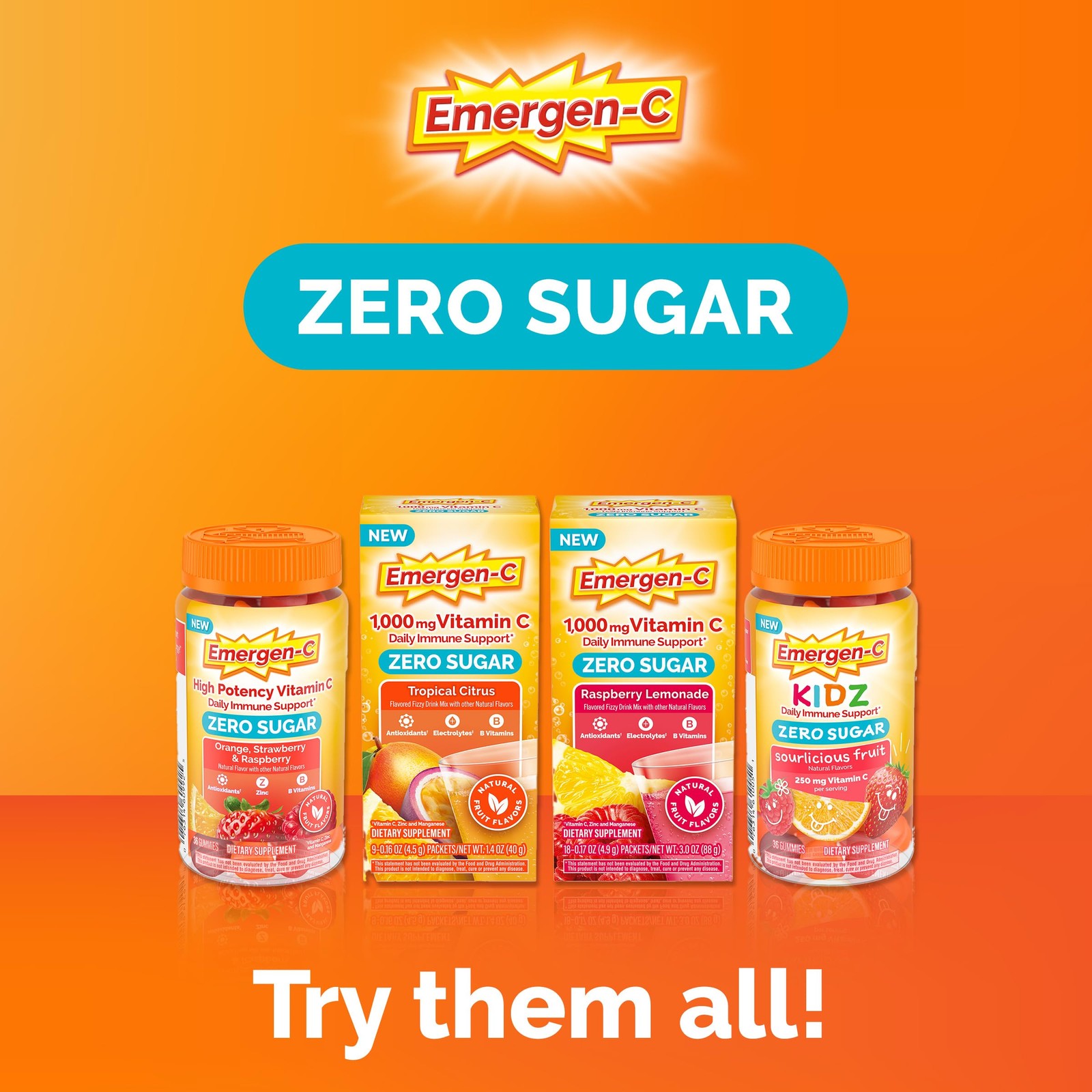 Emergen-C Zero Sugar Immune Support Adult Gummies 36 36 Count (Pack of 1)