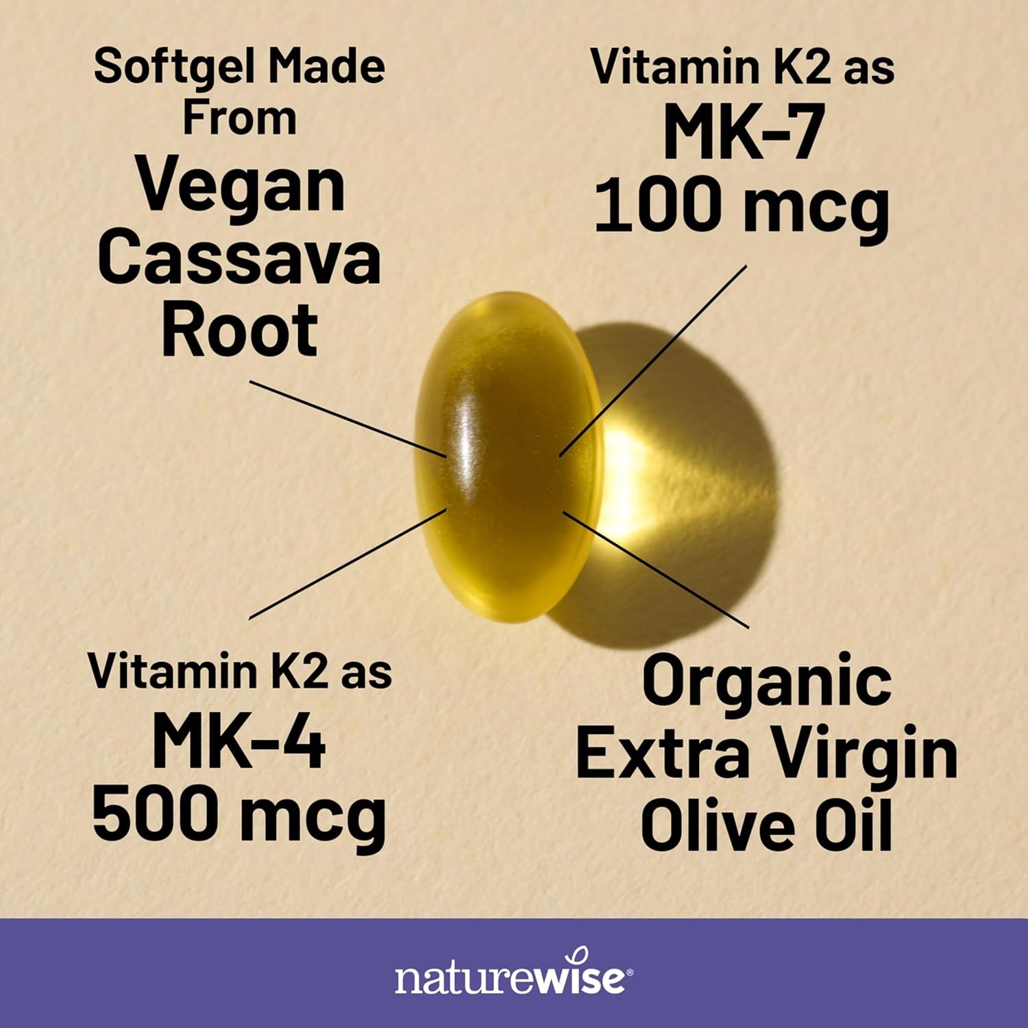 NatureWise Vitamin K2 600mcg Supplement with MK-7 100mcg & MK-4 500mcg – Enhance