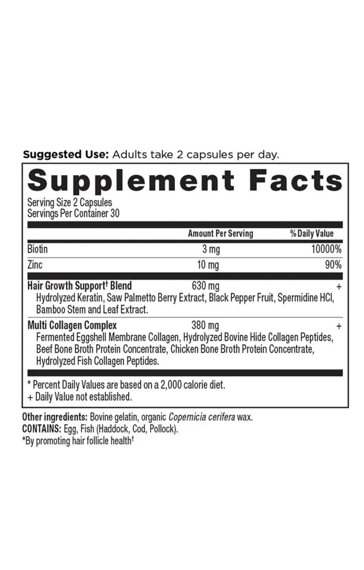 Ancient Nutrition Hair Growth + Collagen, 60 Capsules – Sealed Expires 03/12/27