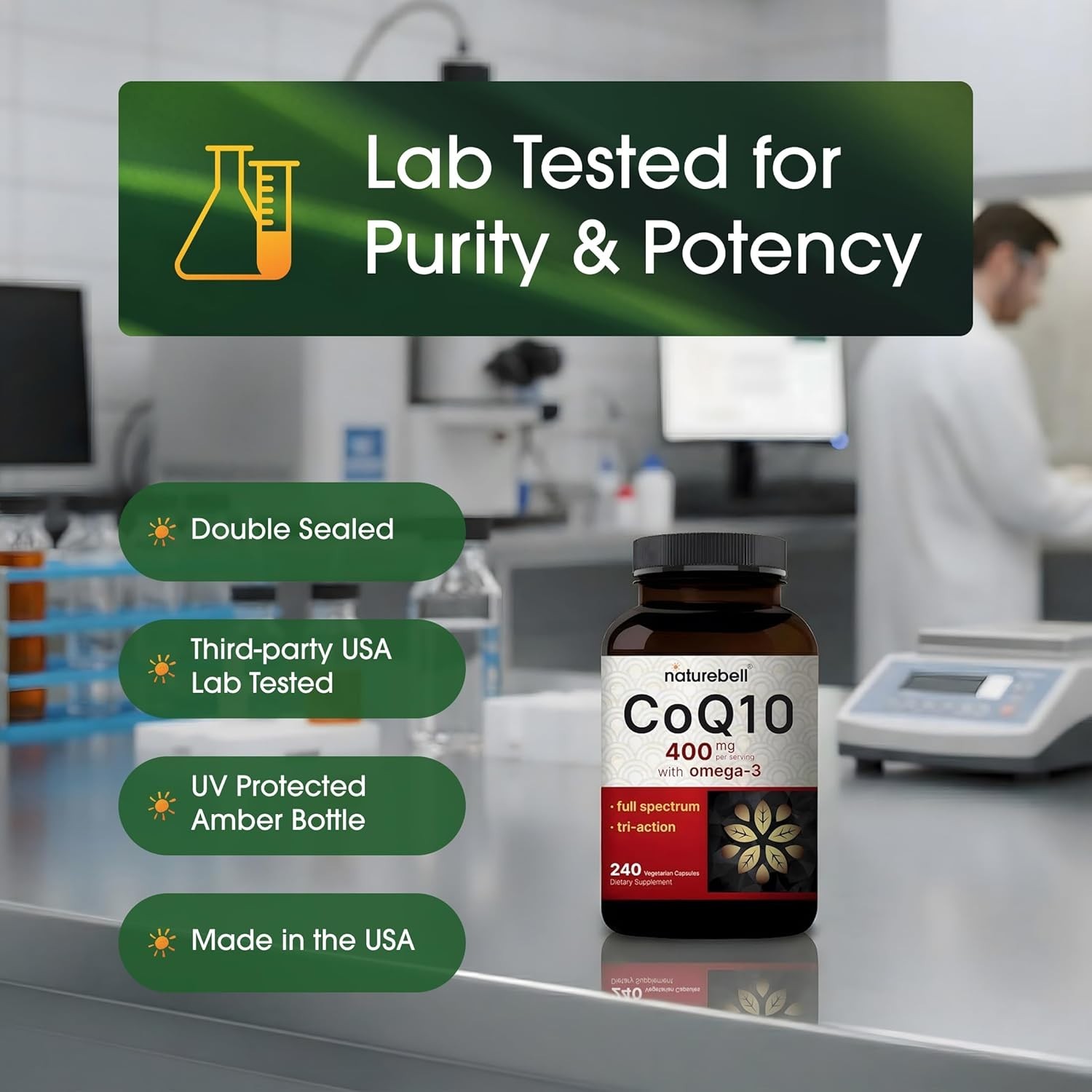 CoQ10 400mg with Omega 3 Fatty Acids, 240 Caps Antioxidant/Heart Support
