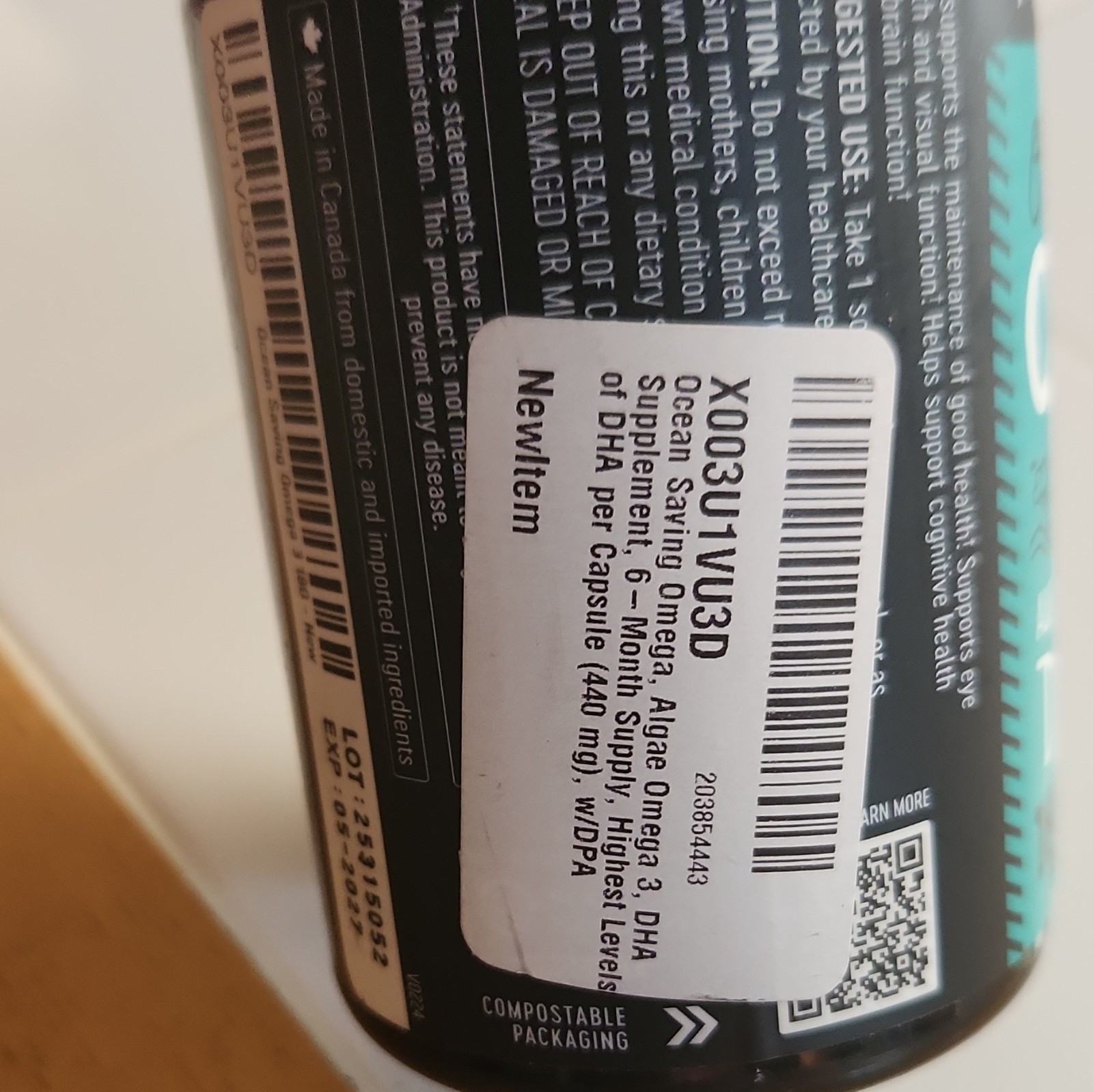 Freshfield Ocean Saving Omega Algae Omega-3 DHA & DPA Vegan 180 Caps 440mg